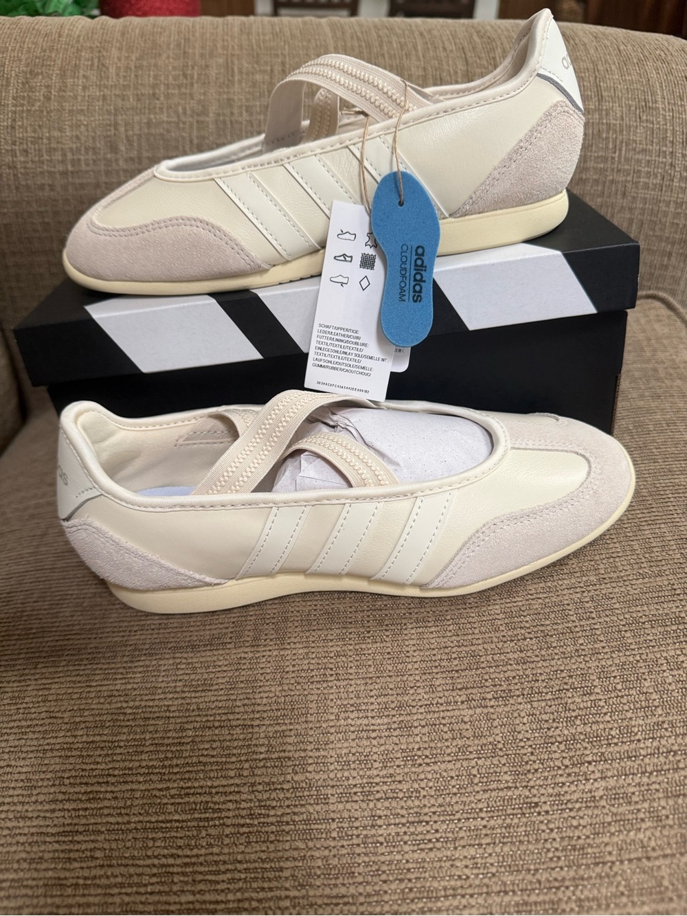 adidas Women’s Cream and Off-White Mary Jane Sneakers
